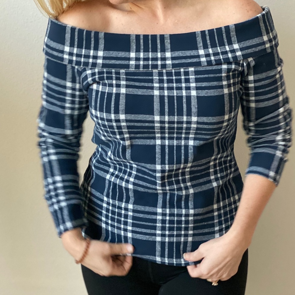Off the should flirty flannel blouse